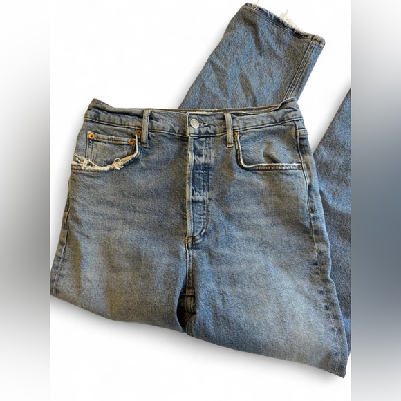 AGOLDE Riley Long Crop High Rise Straight Organic Cotton Jeans Size 27 - Picture 8 of 15